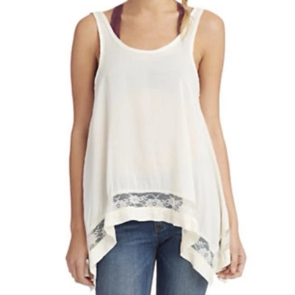 ​✨Intimately Free People Outlined High Low Cami Lace Inset Handkerchief Hem Tank